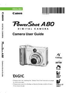 Canon PowerShot A80 manual. Camera Instructions.